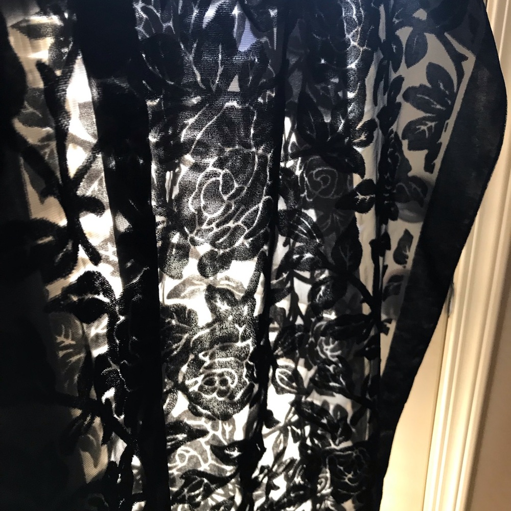 Women’s Long Black  Floral Lace Print Scarf soft